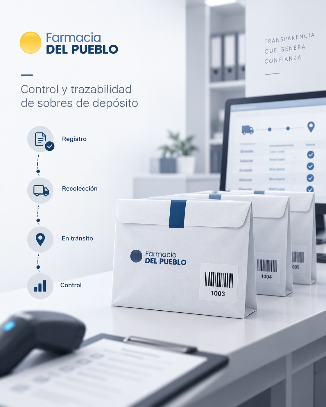 Ilustración de sobres de depósito y trazabilidad